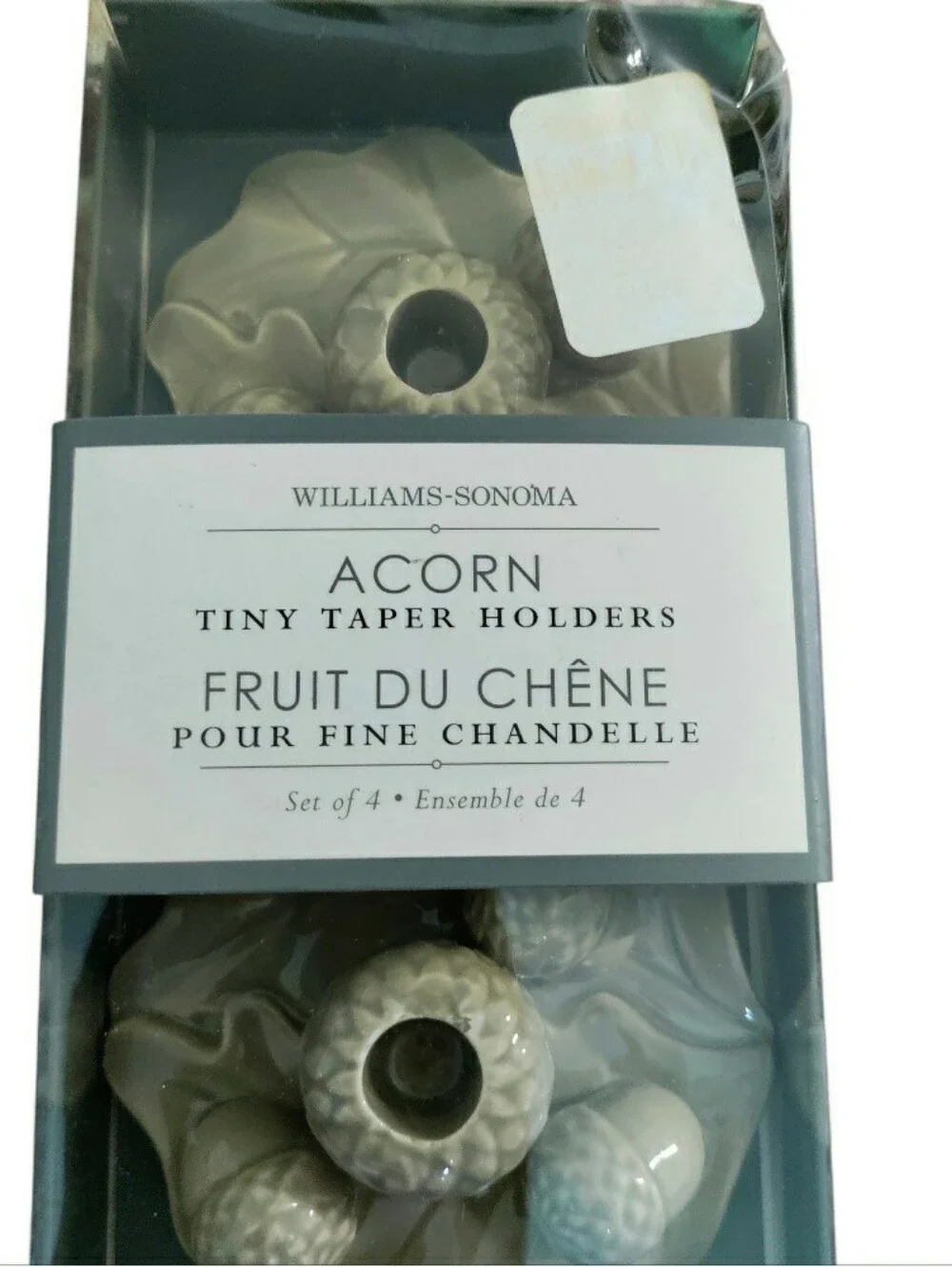 Williams Sonoma Acorn Tiny Taper Candle Holders Ceramic Fall Decor New